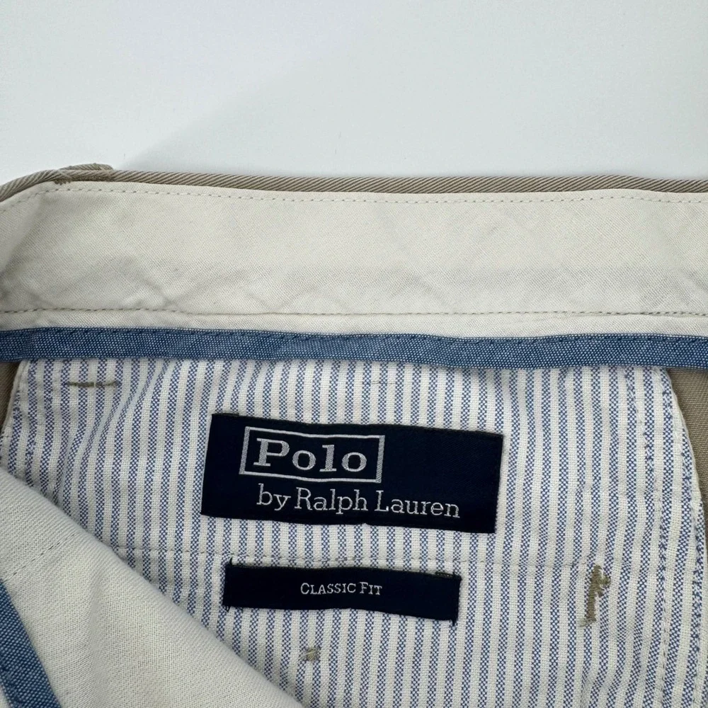 Polo Ralph Lauren Mens Classic Fit Chino Pants Tan Khaki‎ Cotton 33/32
